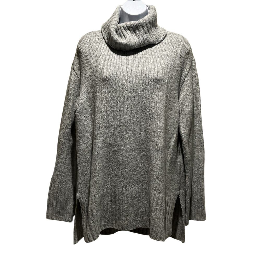 Style & Co Women's Turtleneck Sweater Size Medium Oversized Gray Knit